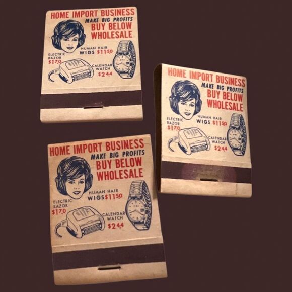 Rare 3 Vintage Home Import Business Lion Front Strike Matchbook - Picture 1 of 2